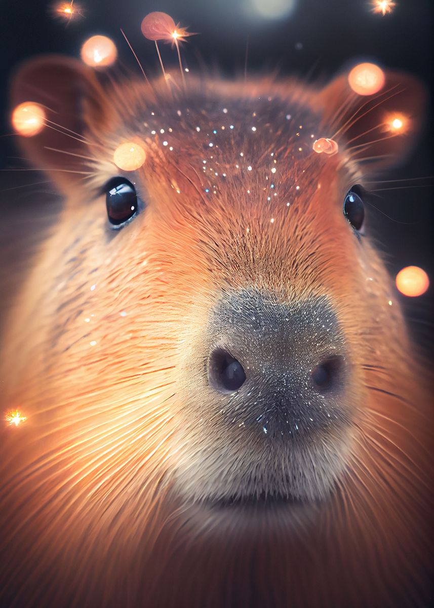 Capybara Lighting Poster Picture Metal Print Paint By Decoydesign