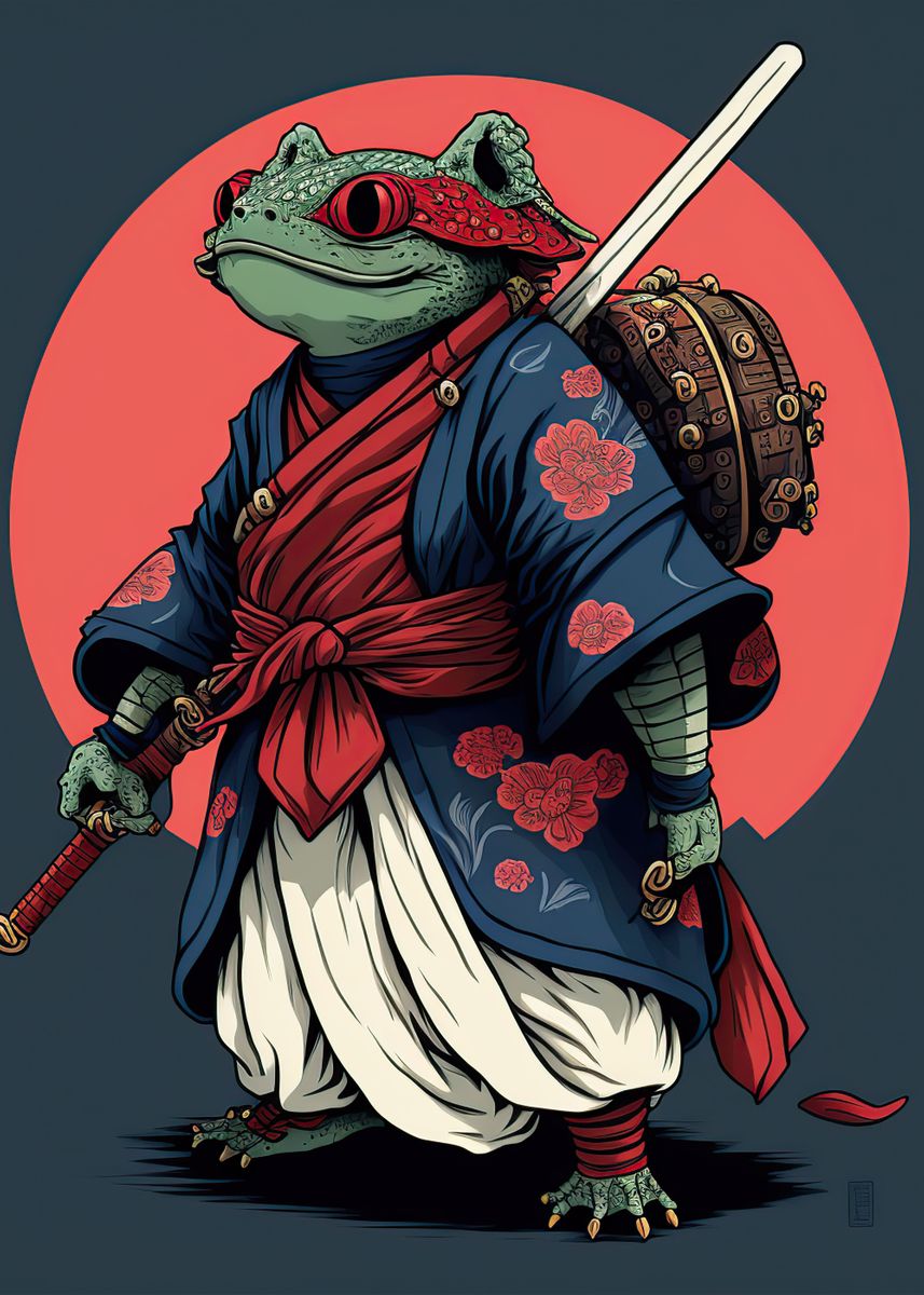 Frog Samurai Poster By Angelina OSullivan Displate