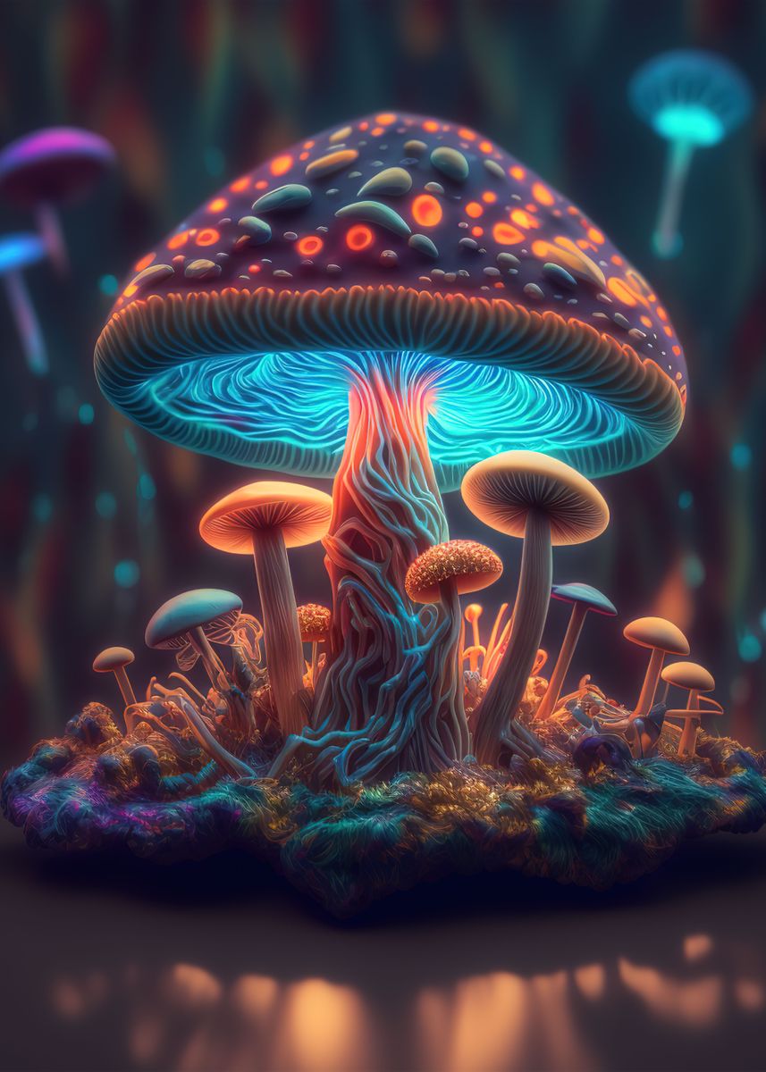 Psychedelic Mushrooms Poster By MatiasCurrie Displate