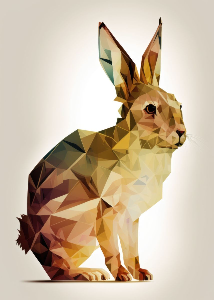 Abstract Geometric Rabbit Poster By Usama Design Displate