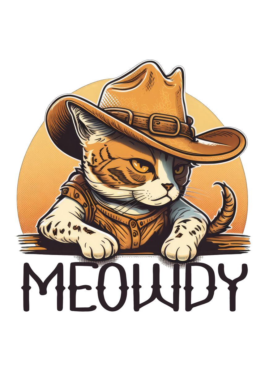 Meowdy Cat Cowboy Kitten Poster By Royalsigns Displate