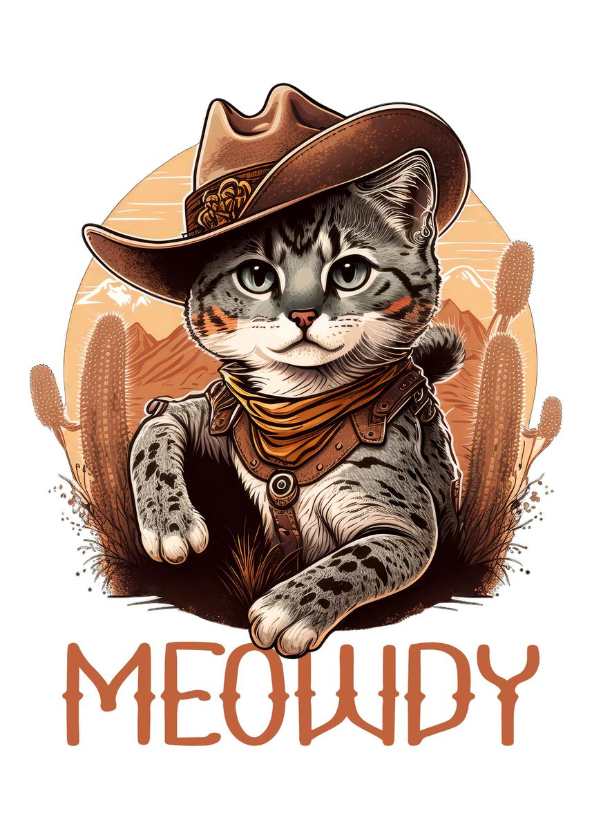 Meowdy Cat Cowboy Kitten Poster By Royalsigns Displate