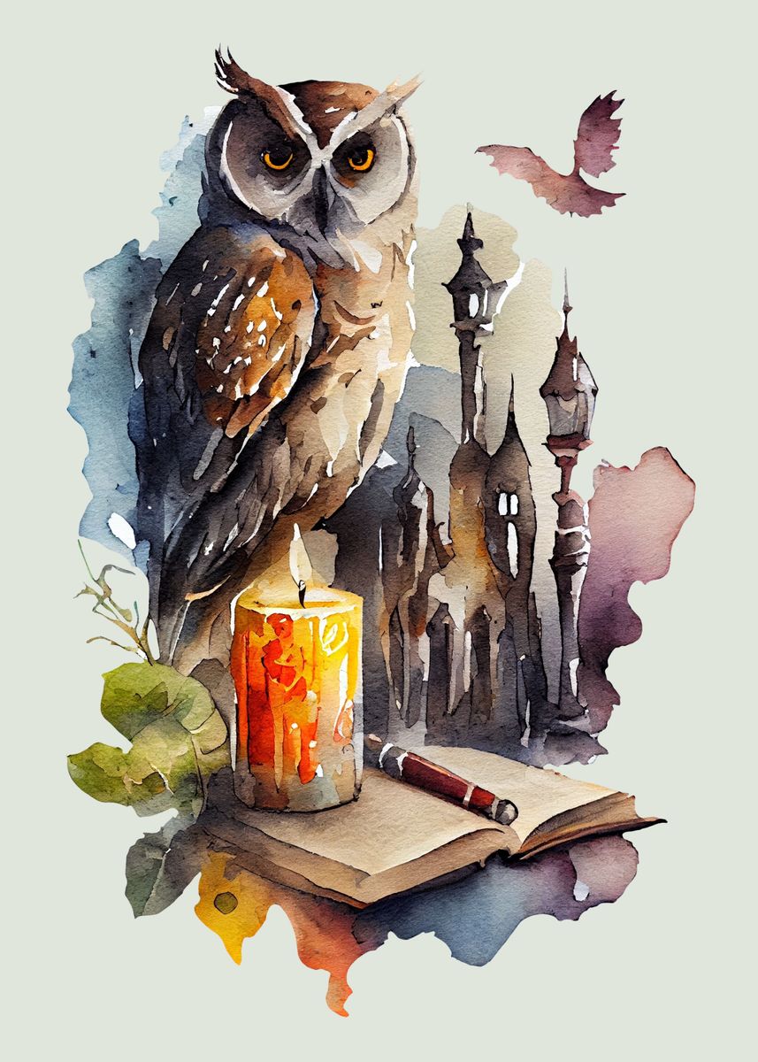 Magic Owl For Booklovers Poster Picture Metal Print Paint By Inkly