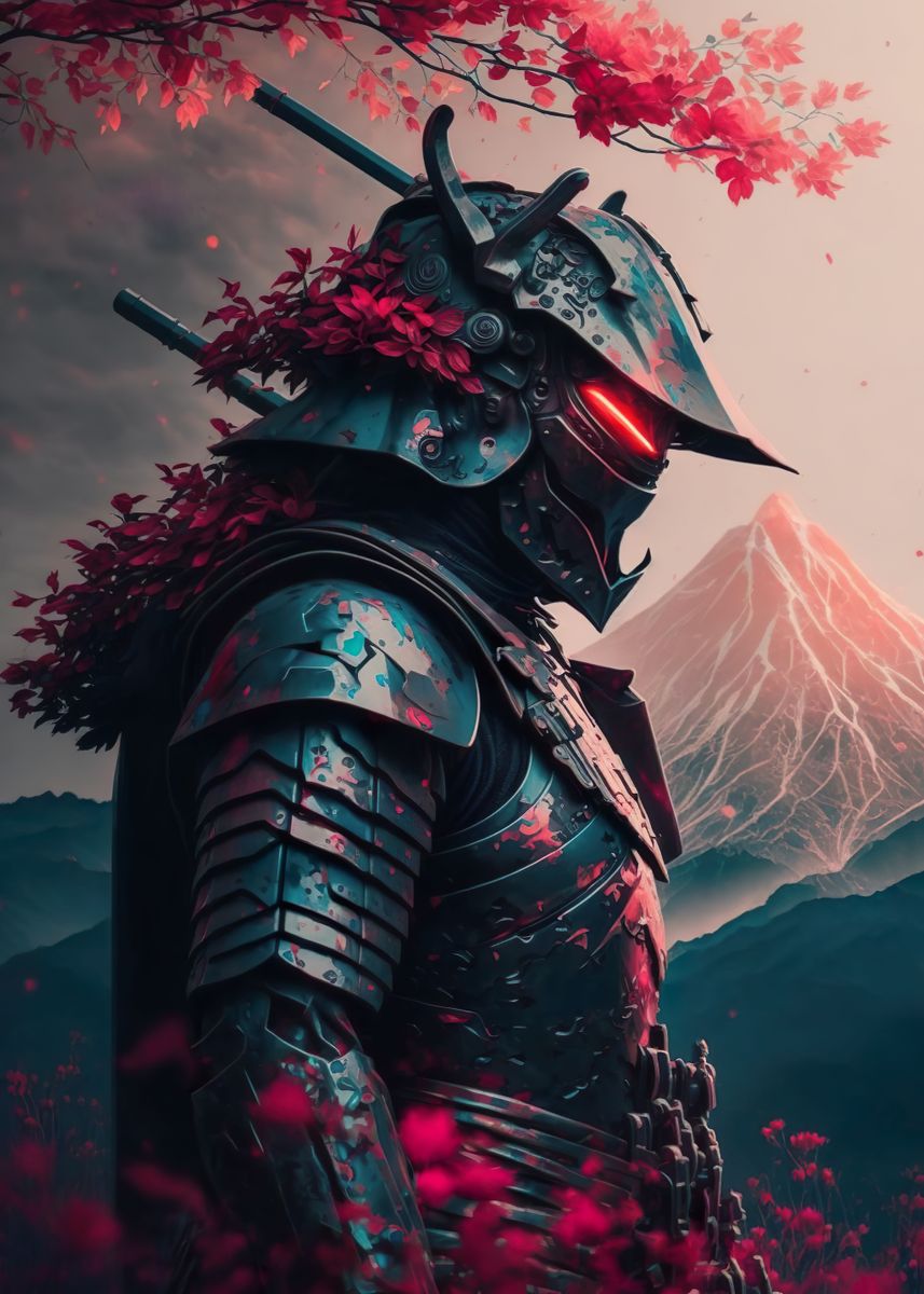 Japanese Samurai Sakura Poster By Markus Mikolai Displate