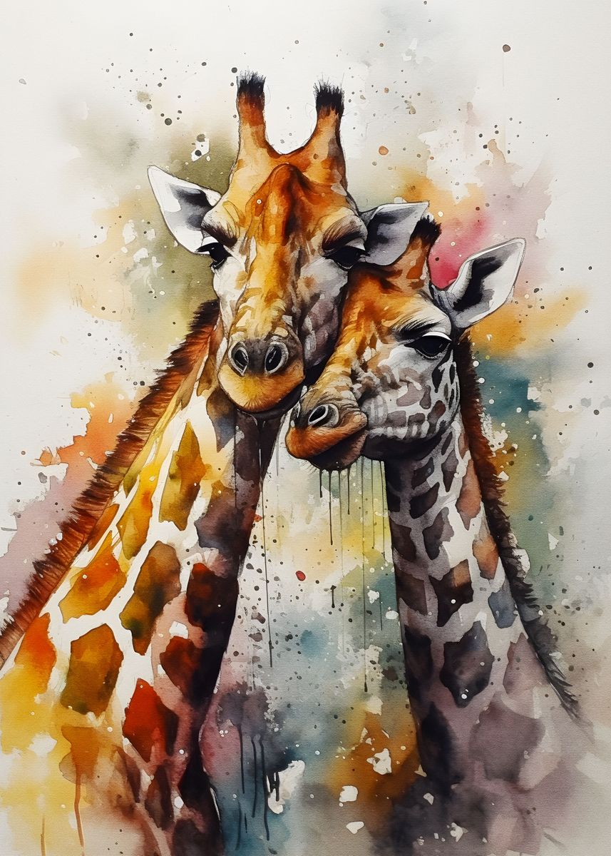 Romantic Giraffe Poster Picture Metal Print Paint By Elz Art