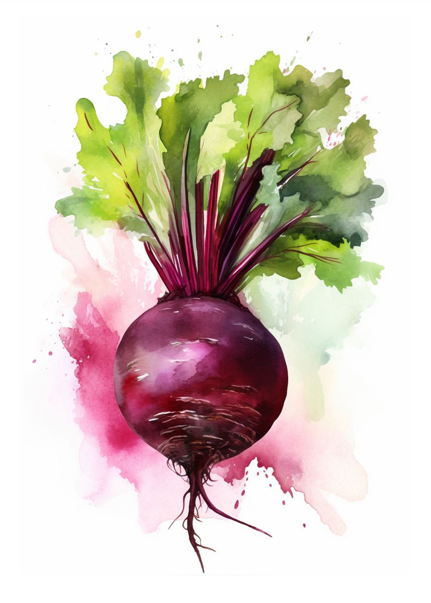 Beetroot Watercolor Poster Picture Metal Print Paint By Holzkovic