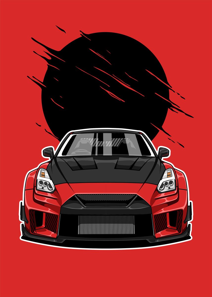 Nissan GTR R35 Poster Picture Metal Print Paint By Heru Kurniawan