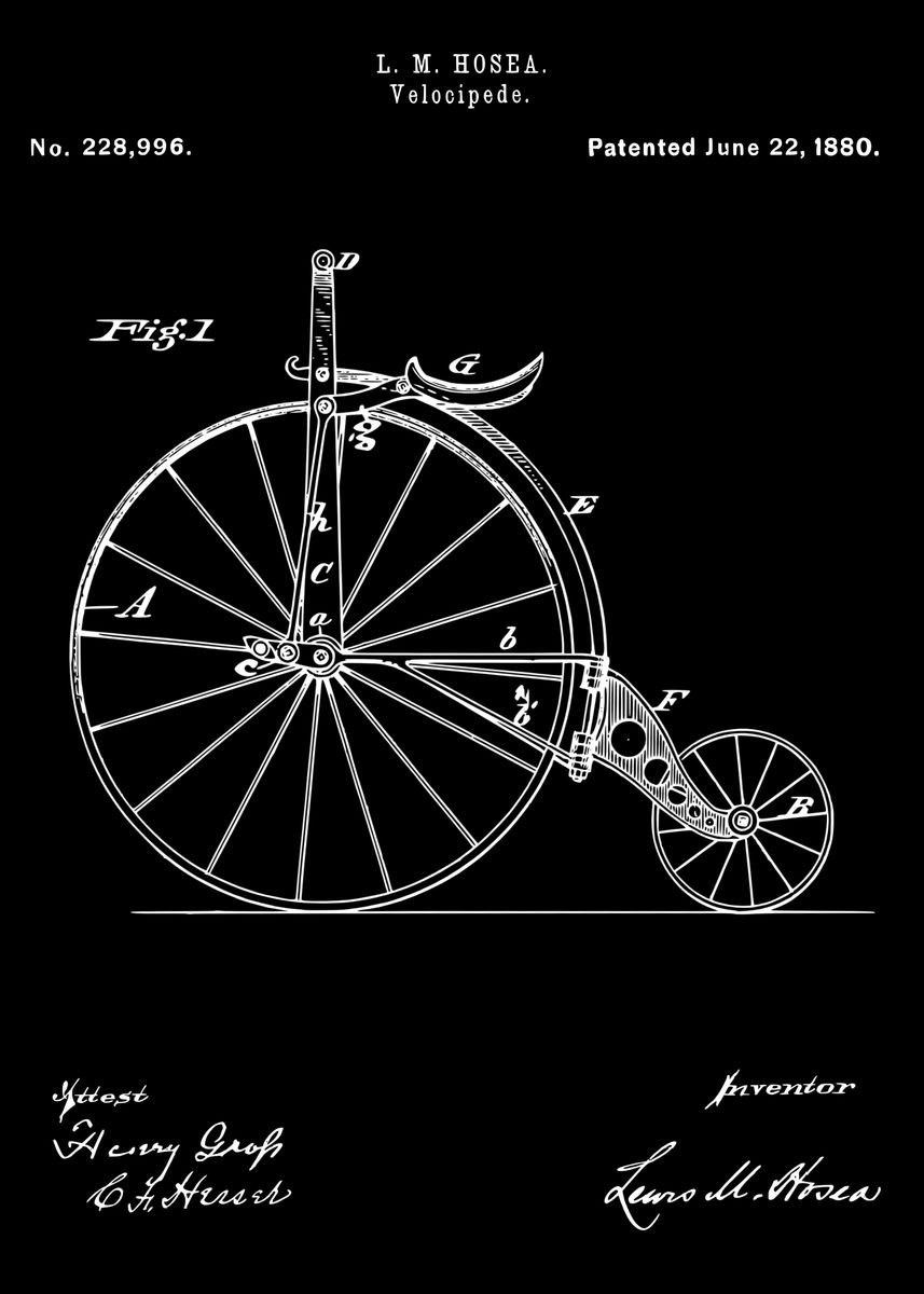 Velocipede Patent Poster By Reldesign Displate