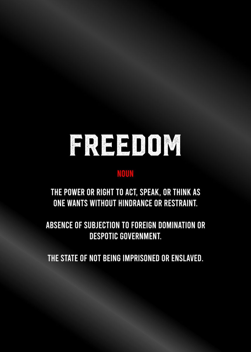 Freedom Definition Poster By Bestselling Displate Poster Displate