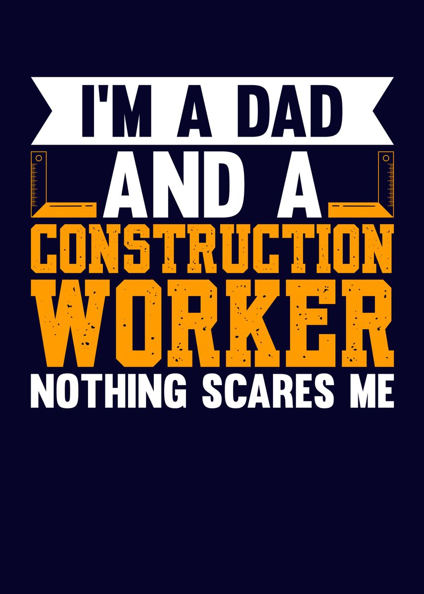 Funny Construction Worker Poster Picture Metal Print Paint By