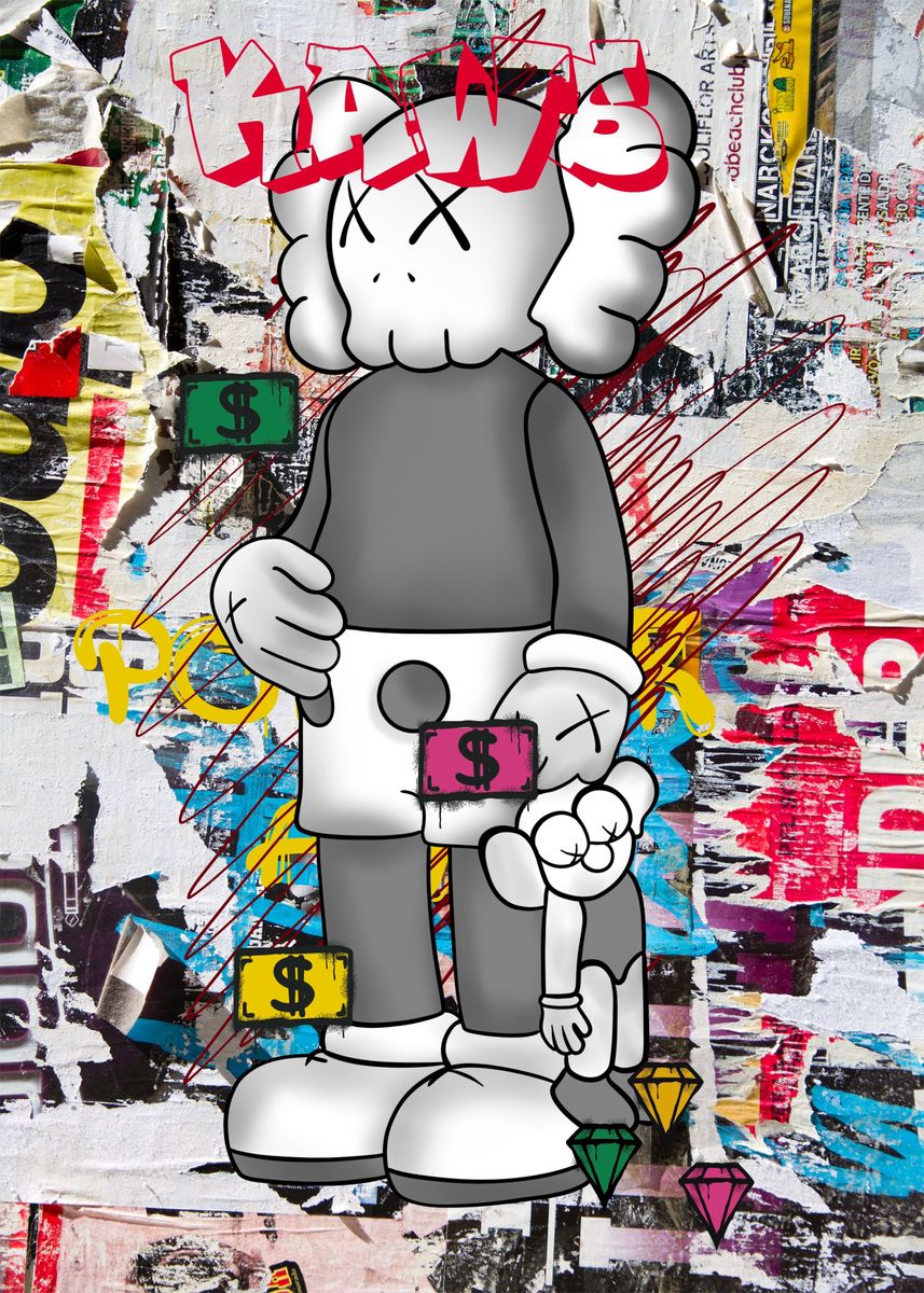 Kaws Street Art Poster Picture Metal Print Paint By Biopic Studio