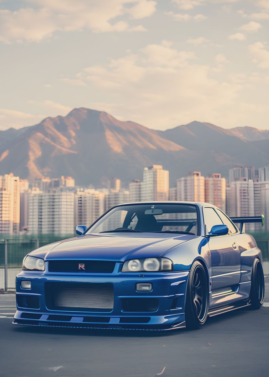 JDM Nissan Skyline Gtr R34 Poster Picture Metal Print Paint By