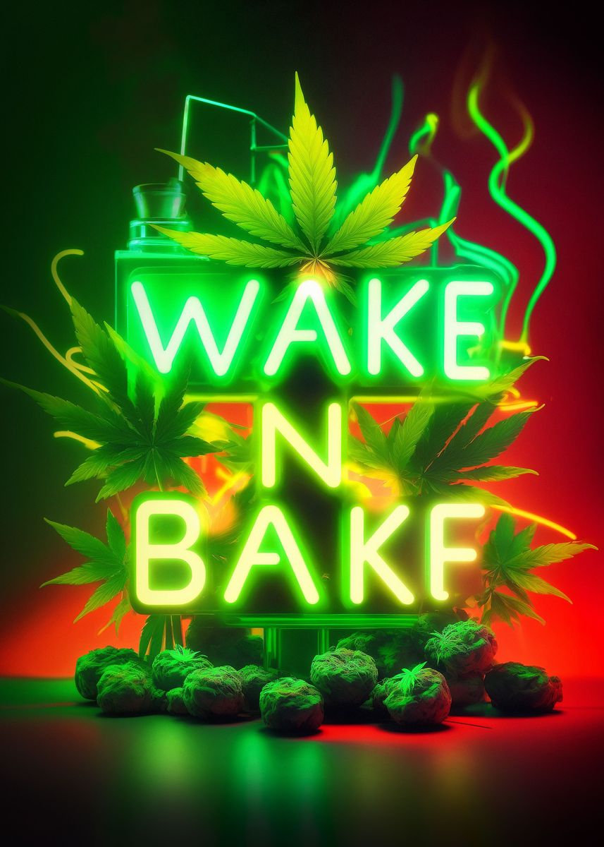 Wake N Bake Poster Picture Metal Print Paint By Bruno Macedo