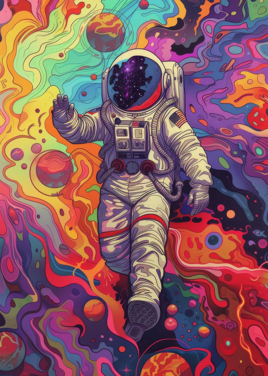 Psychonaut Astronaut Poster Picture Metal Print Paint By Vizio