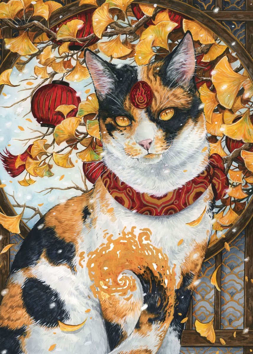 Bakeneko Poster Picture Metal Print Paint By Jonna Hyttinen Displate