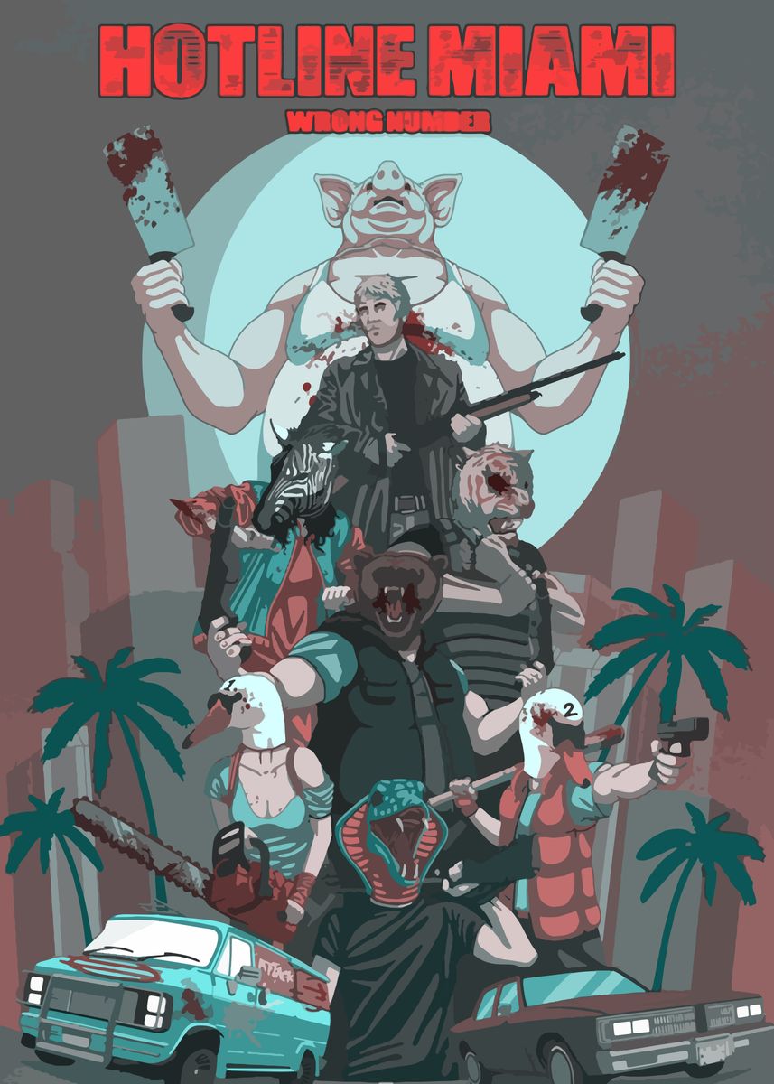 Hotline Miami Poster Picture Metal Print Paint By Albran Karan