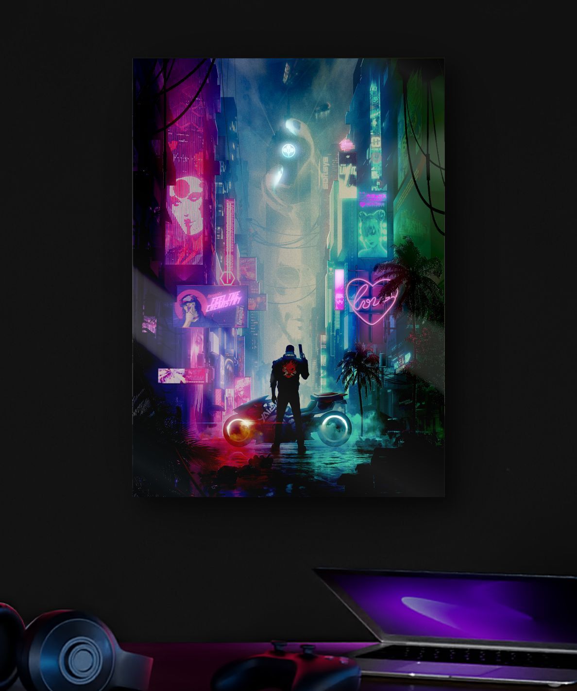 Metal Poster Displate Moon Trip By Cyberpunk 2077 With Magnet