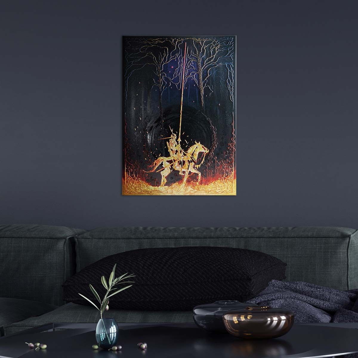 Knight In Flames selling Poster Painting canvas 20*30inch