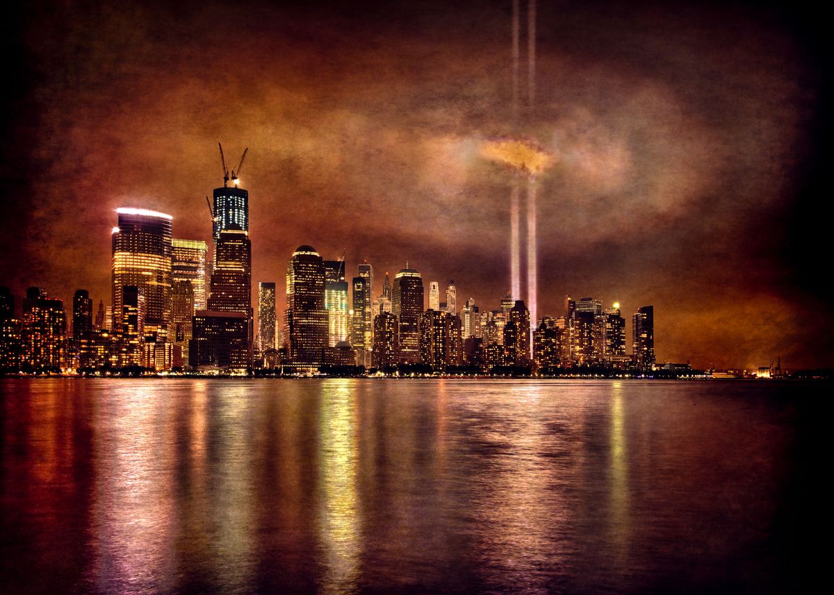 'September 11th Memorial Lights, Downtown Manhattan' Poster by Chris ...