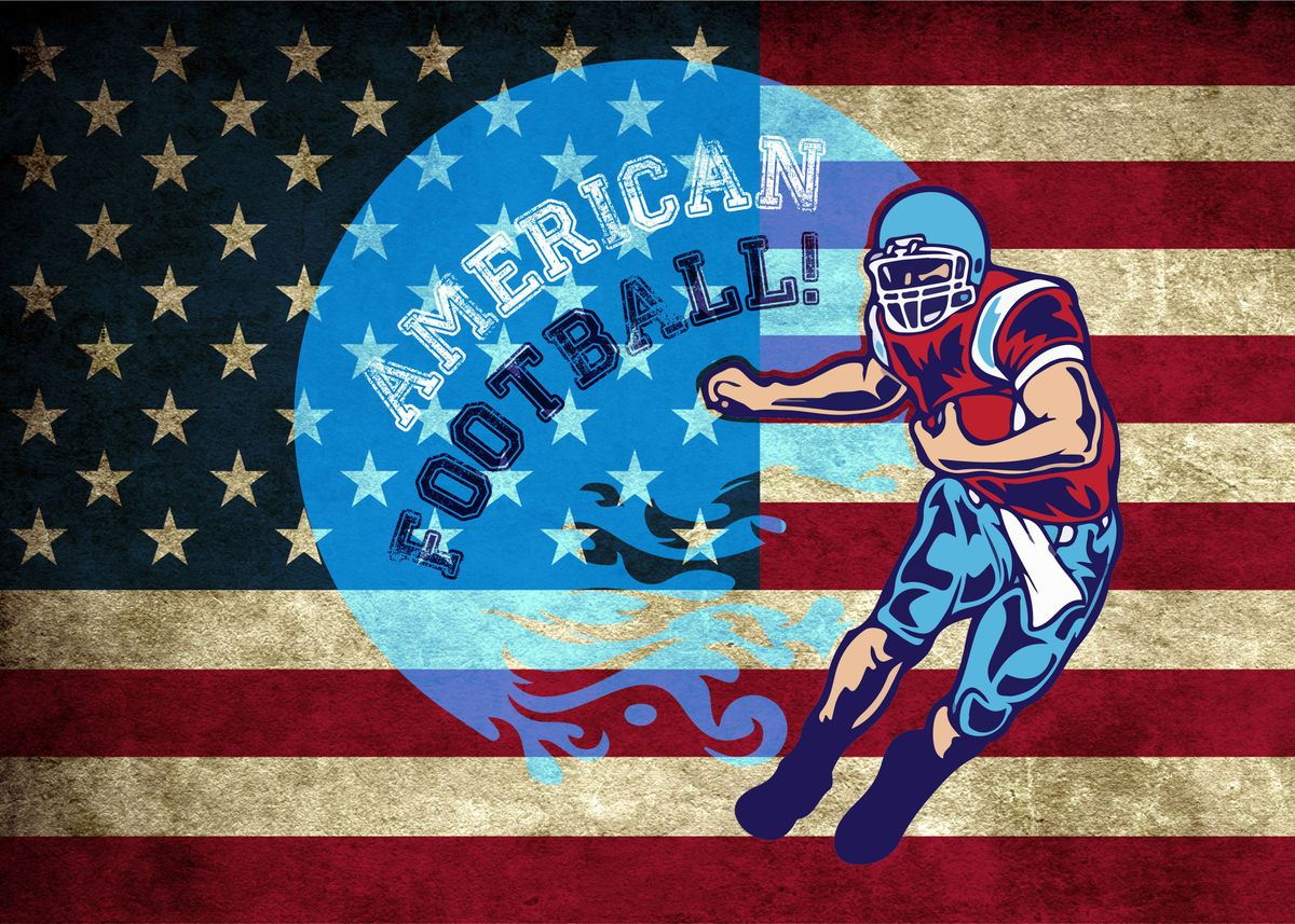 American Football Player on U.S. Flag background.' Poster by MaNia  Creations