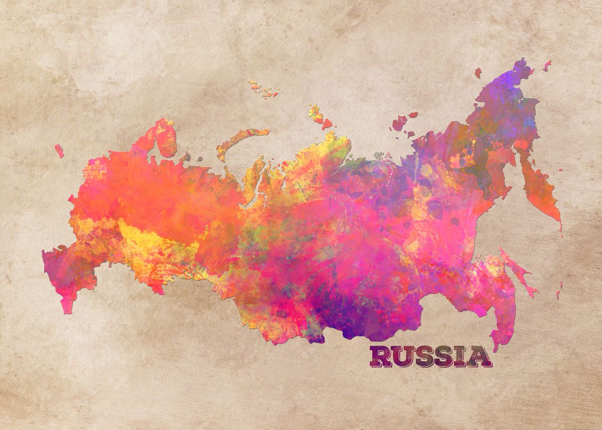 Russia Flag Map' Poster, picture, metal print, paint by Alo, Displate