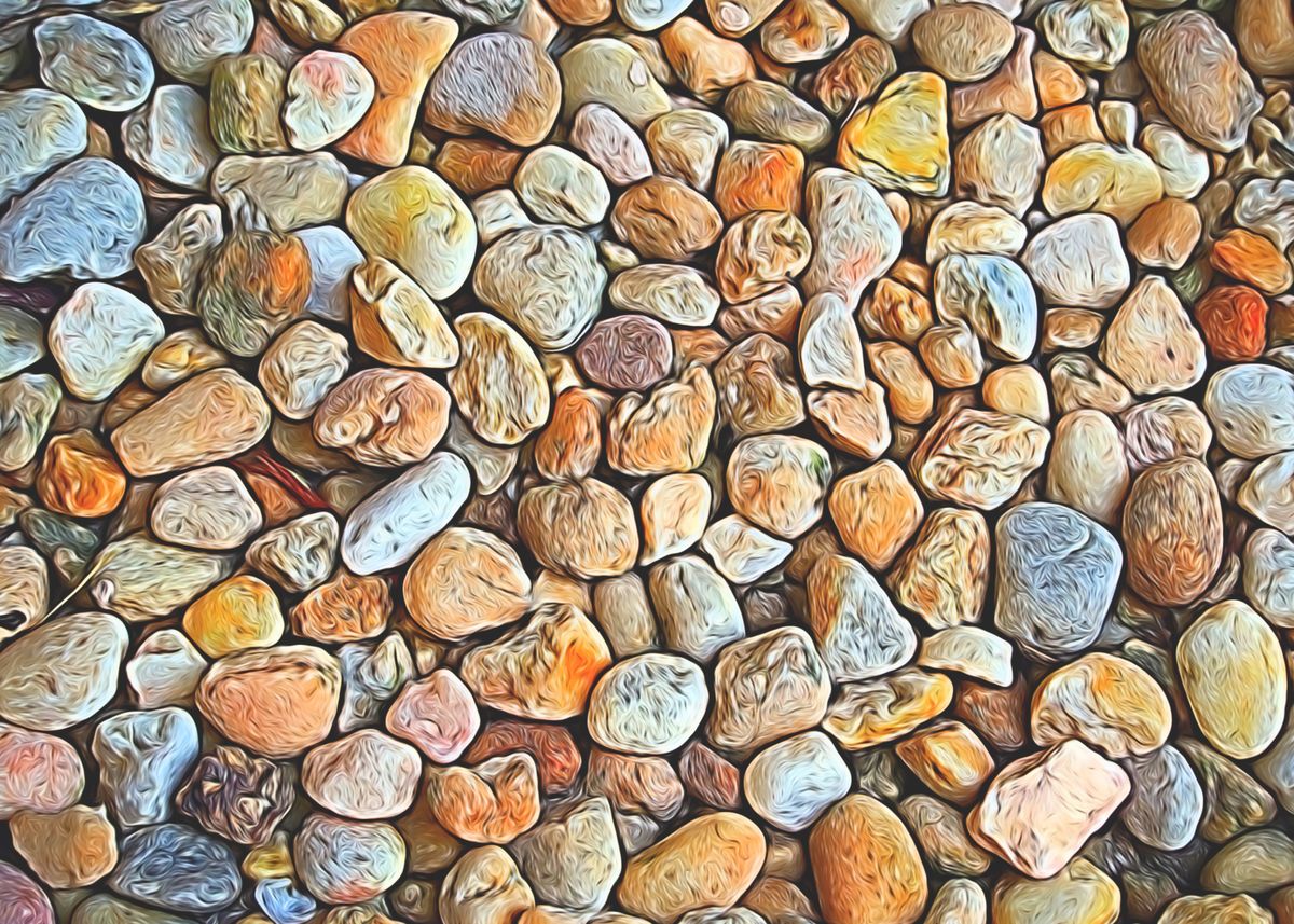 'Abstract digital art rocks in neutral tones shades of b ... ' Poster ...