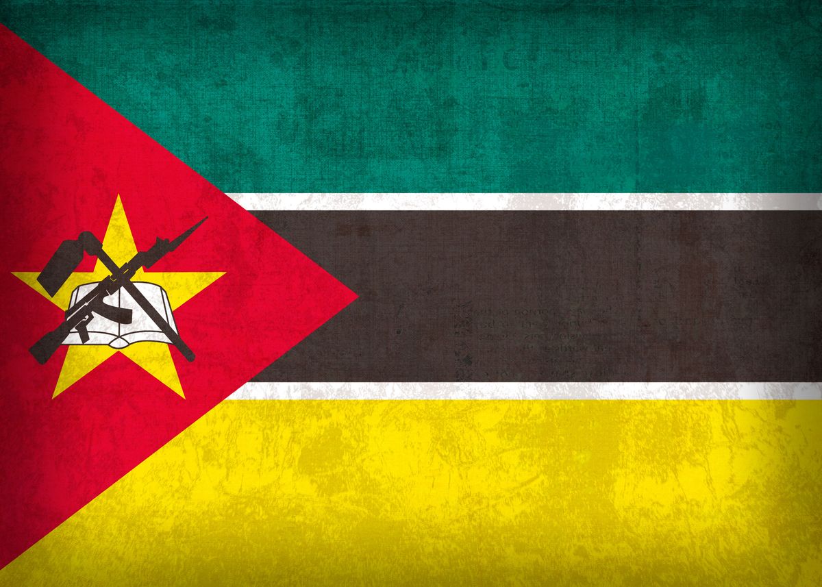 'Mozambique Country Flag on Distressed Canvas' Poster, picture, metal ...