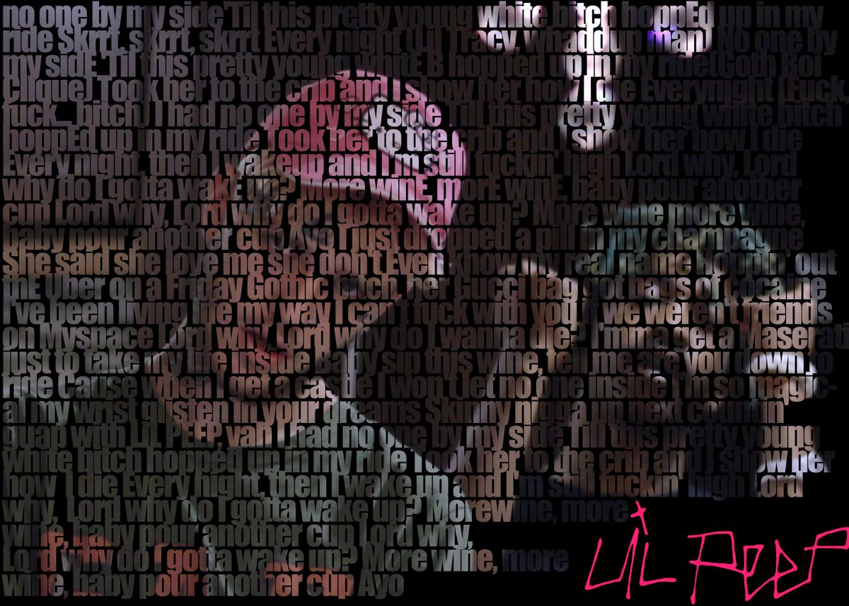 'Lil Peep White Wine Lyrics' Poster, picture, metal print, paint by