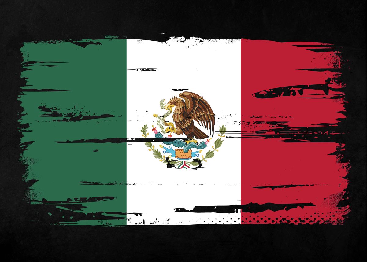 Mexico Flag' Poster, picture, metal print, paint by Christian Strang