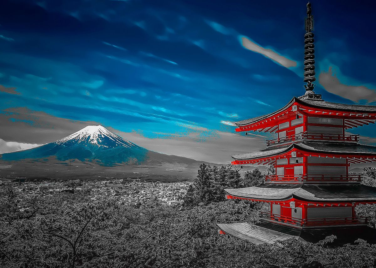 'Fuji mountain' Poster, picture, metal print, paint by М Dam | Displate