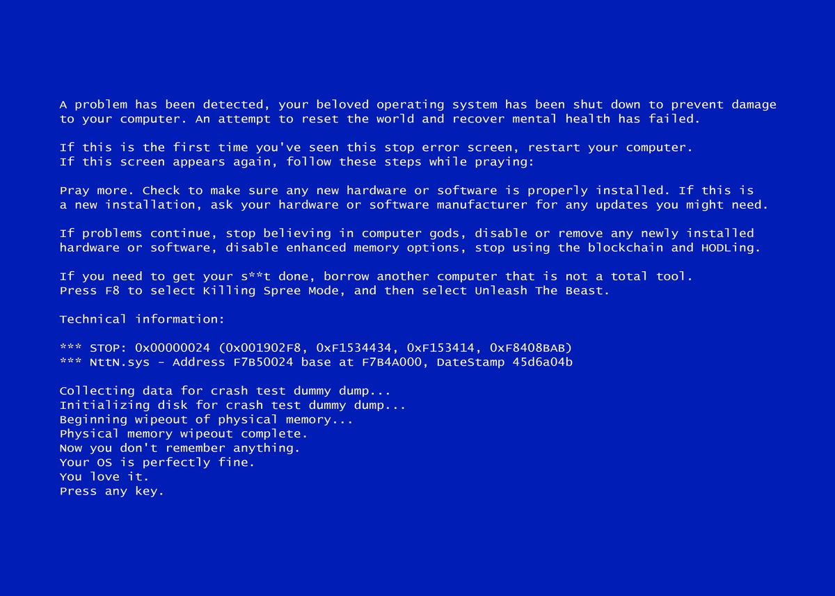 'BSOD funny fake blue plain' Poster, picture, metal print, paint by ...