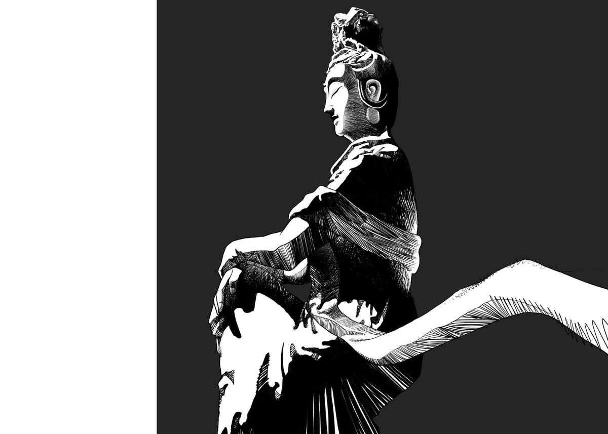 'Water Moon Guanyin' Poster, picture, metal print, paint by lim chor ...