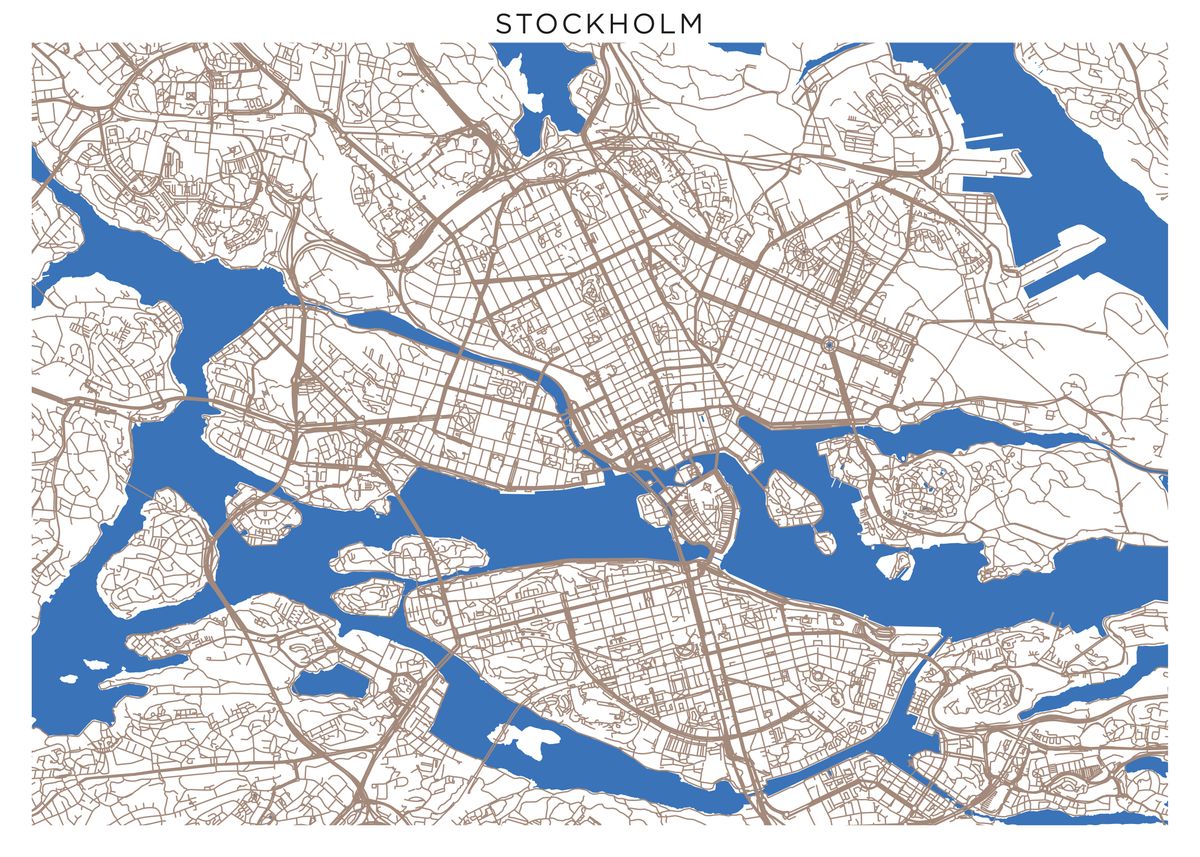 'Stockholm map' Poster, picture, metal print, paint by Simone Marone ...