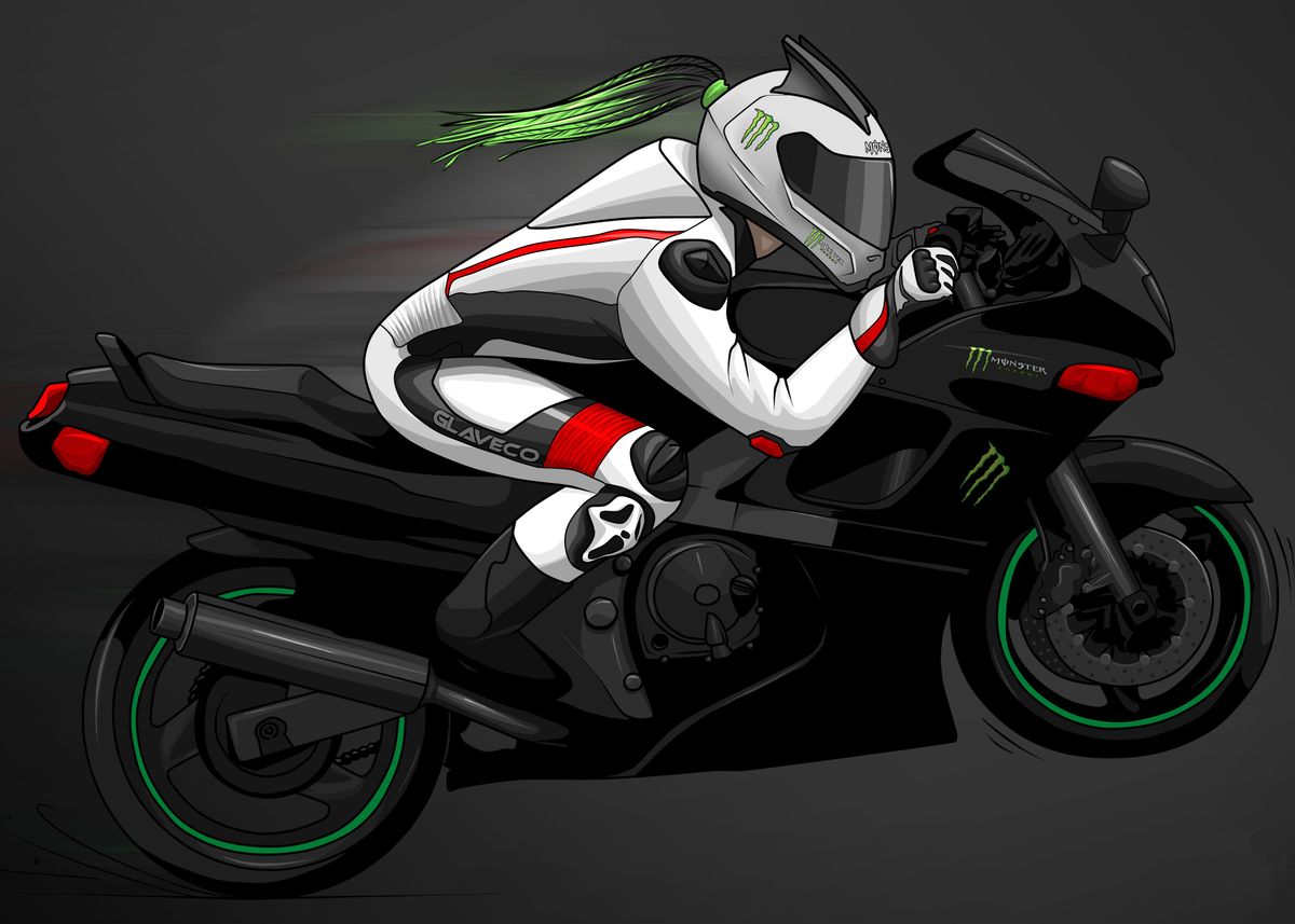 'Girl rides fast' Poster, picture, metal print, paint by Hanna ...