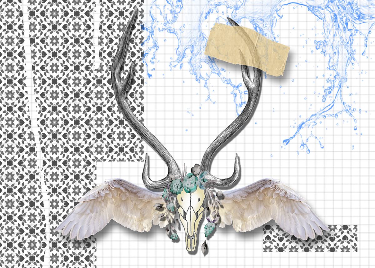 Stag Collage 'Stag Collage' Poster, picture, metal print, paint by Leeanne Mackay ...