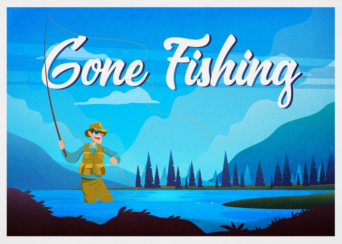 'Gone Fishing ' Poster, picture, metal print, paint by krisnickblue ...