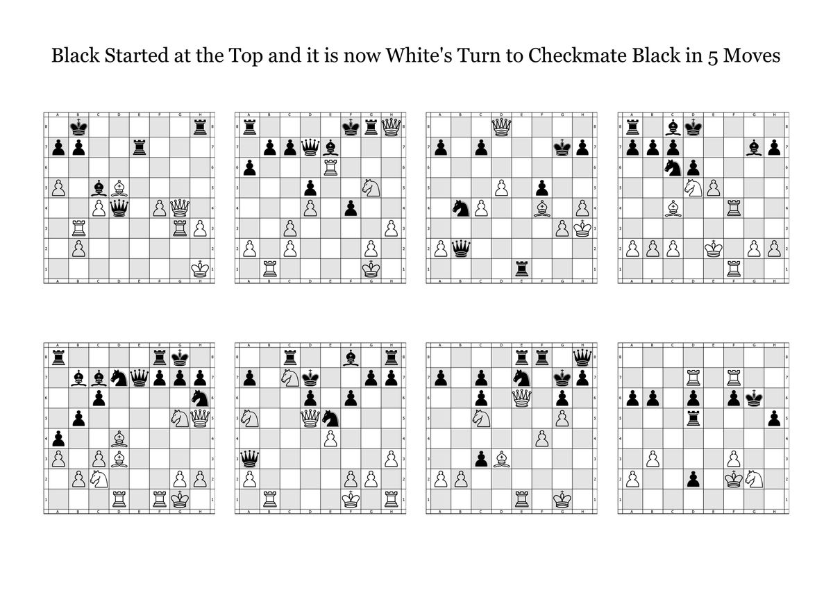 '5 Move Chess Puzzles Set B' Poster, picture, metal print, paint by ...