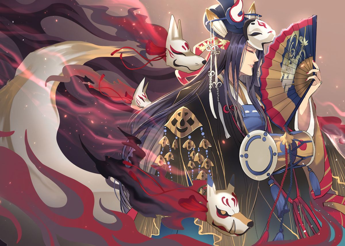 'Tamamo no Mae Onmyoji' Poster, picture, metal print, paint by Oryza ...