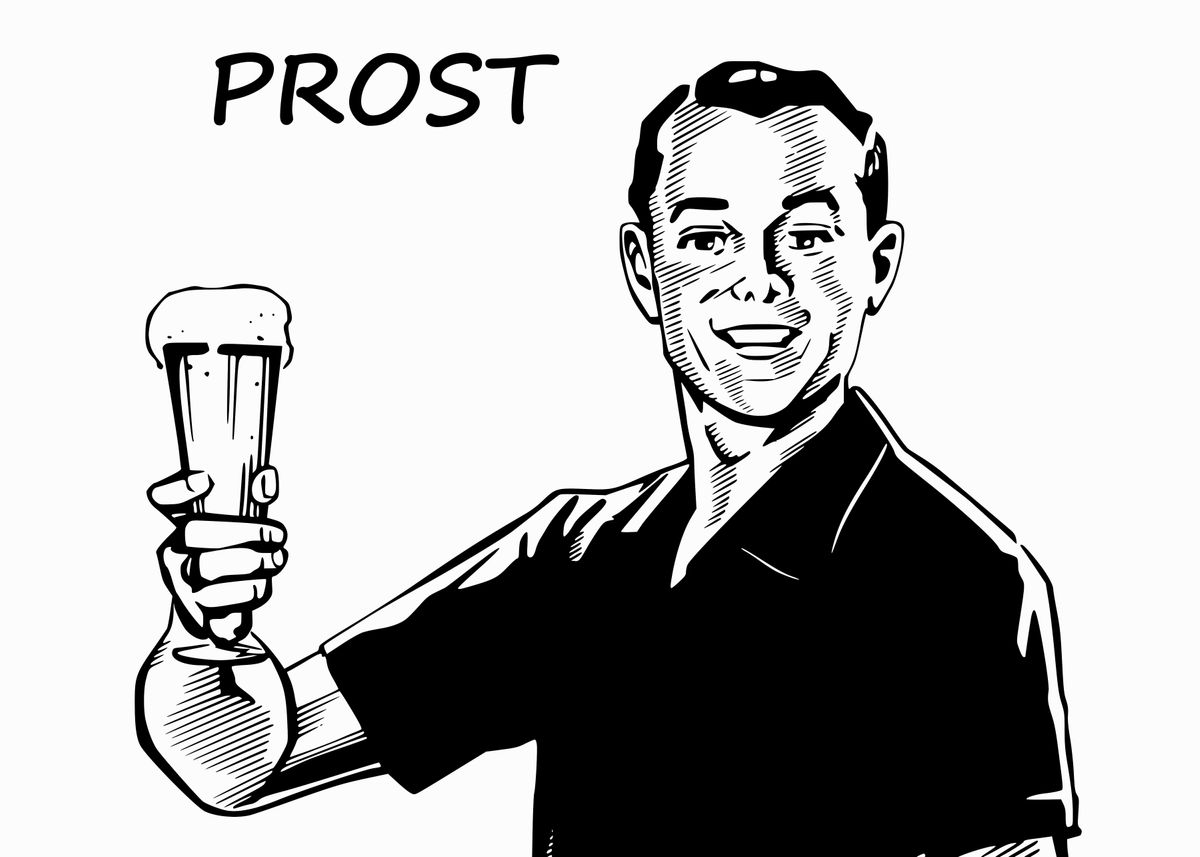 'Cheers in German' Poster by Josh B Displate