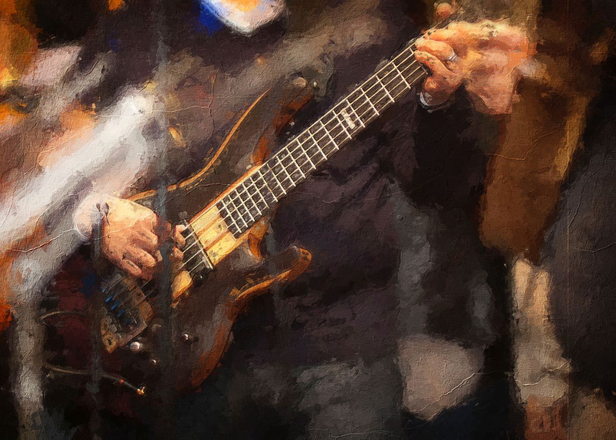 'Bass Guitar Jam' Poster, picture, metal print, paint by