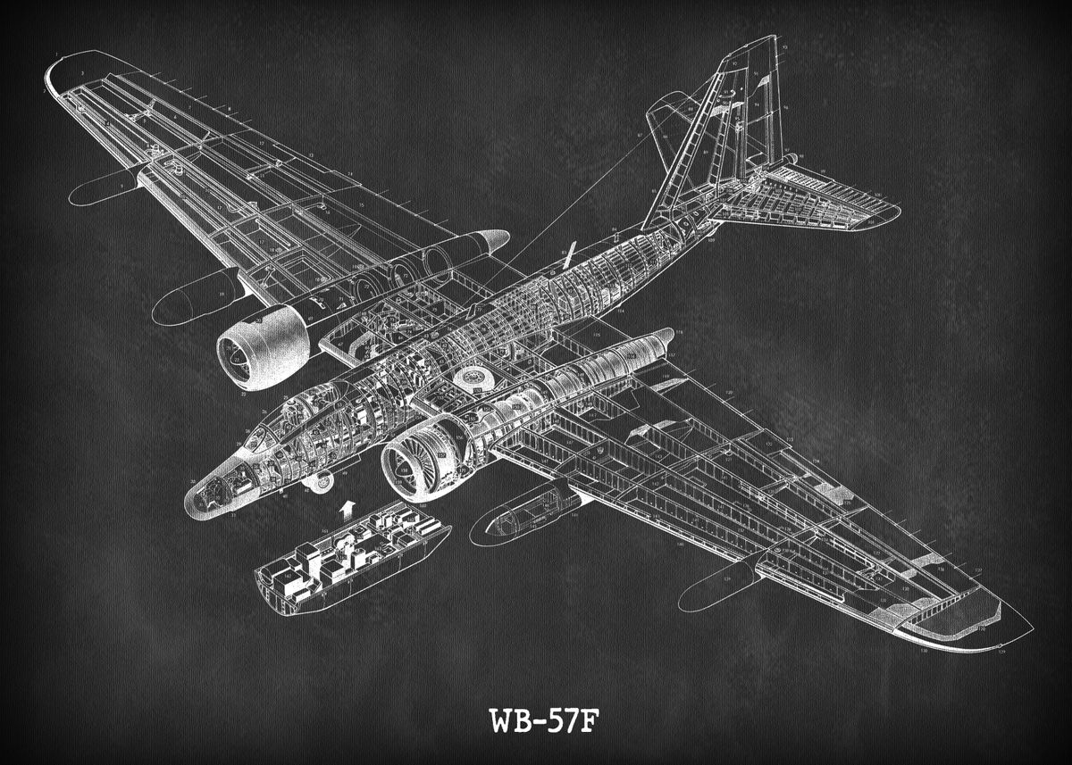 Wb 57f Engine Layout 'WB 57F' Poster, picture, metal print, paint by Blueprint Expert | Displate