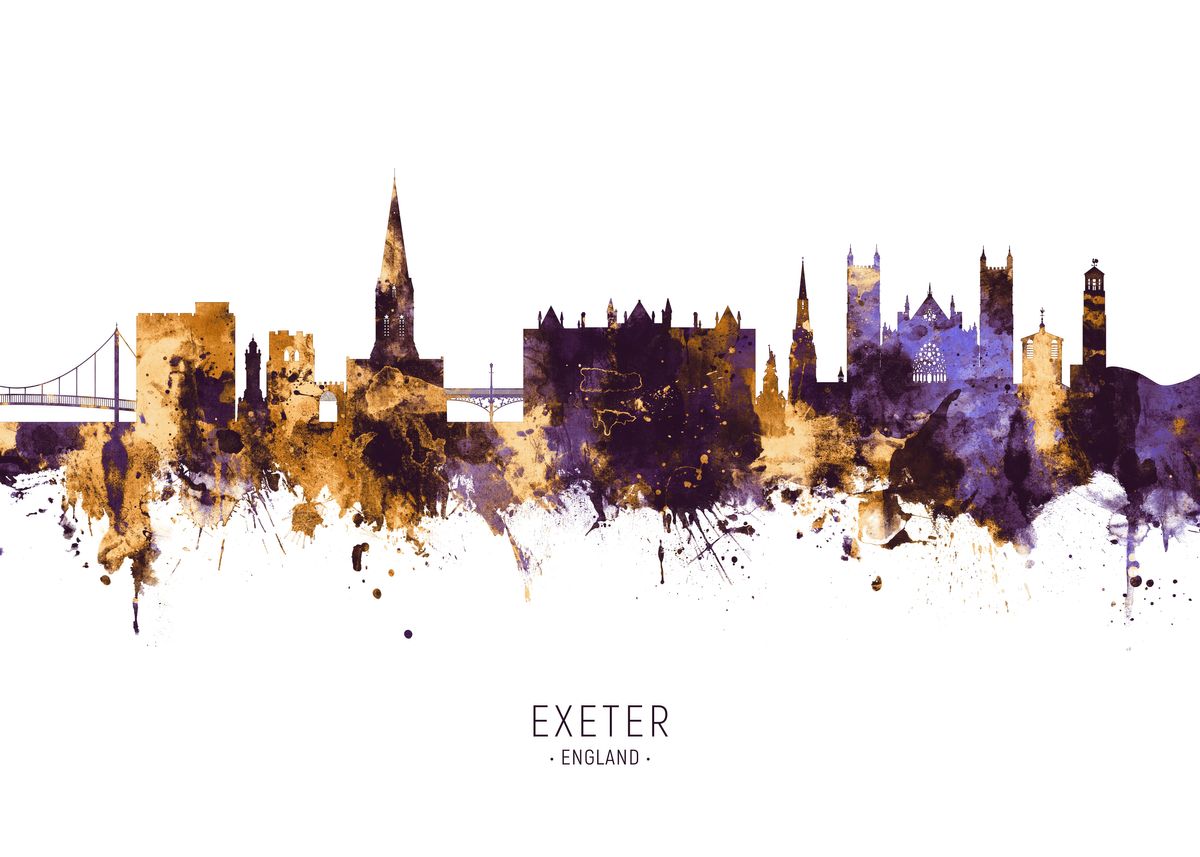 'Exeter England Skyline' Poster by Michael Tompsett Displate