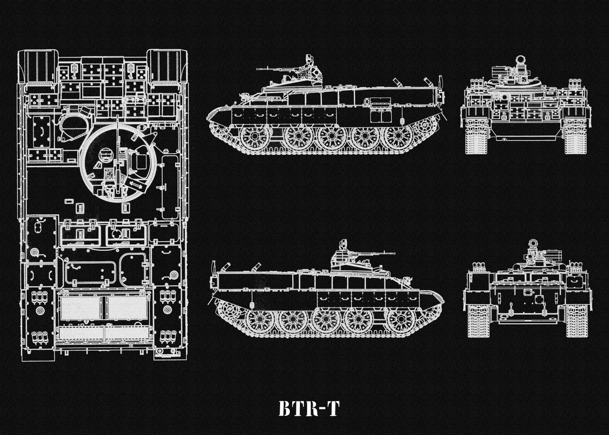 Btr Layout 'BTR T' Poster, picture, metal print, paint by Blueprint Expert | Displate