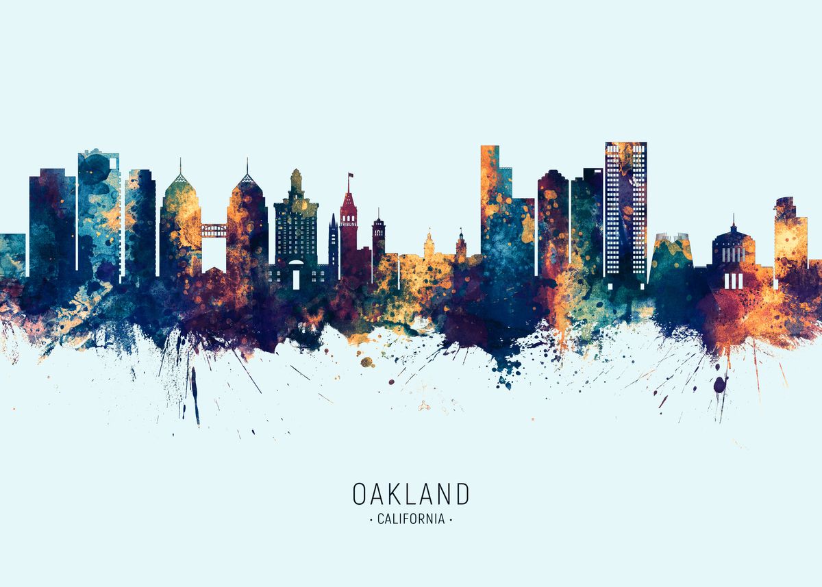 'Oakland California Skyline' Poster by Michael Tompsett Displate