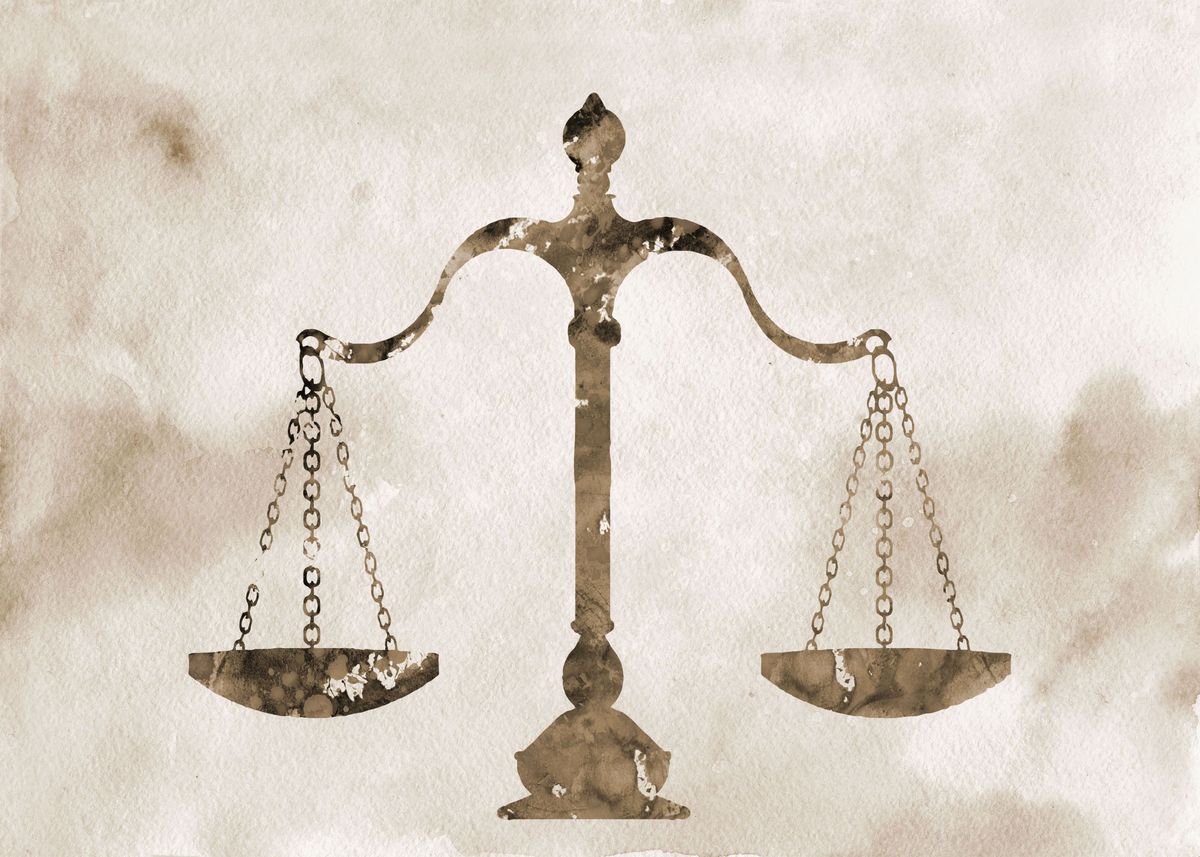 Libra Scale Of Justice' Poster, picture, metal print, paint by