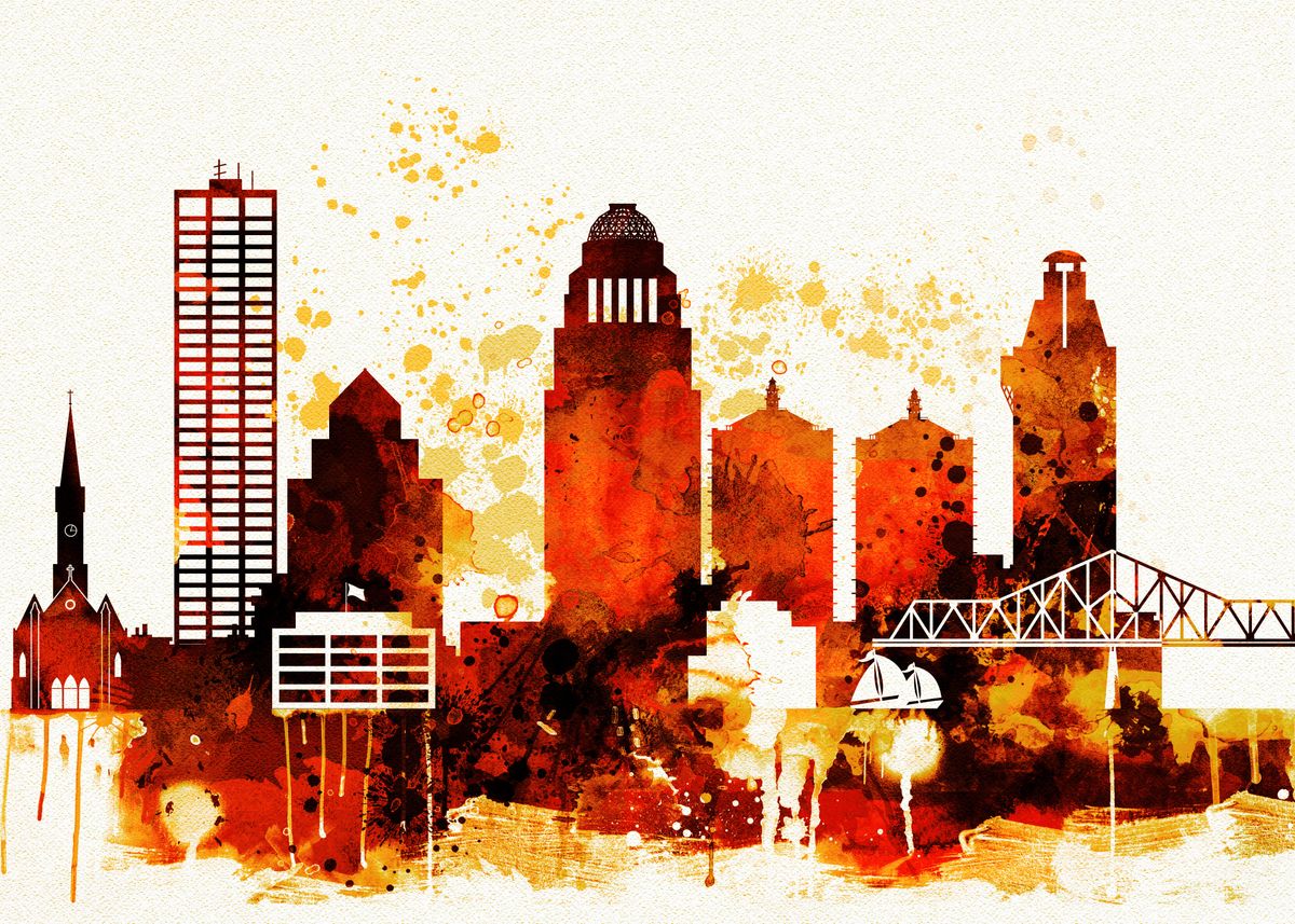 Louisville, Kentucky, Retro Skyline Classic Series art prints