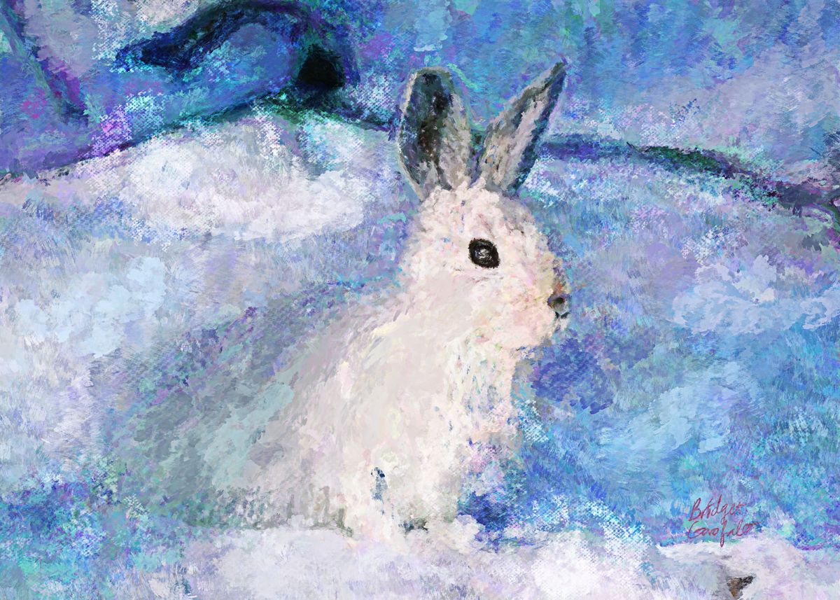 Painted Winter Rabbit 'Winter Rabbit Painting' Poster by BonBonBunny | Displate