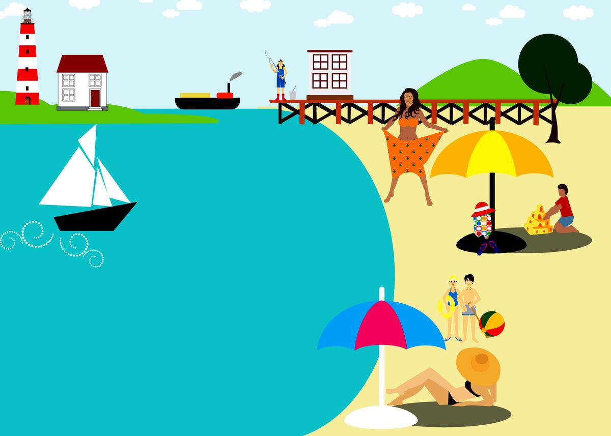 Seah Poster 'Sea and beach' Poster, picture, metal print, paint by Michal Eyal ...