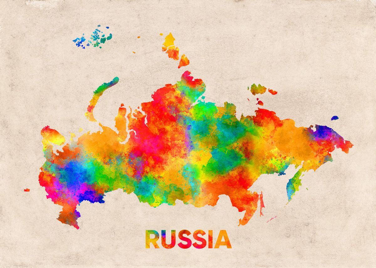 Russia Flag Map' Poster, picture, metal print, paint by Alo, Displate