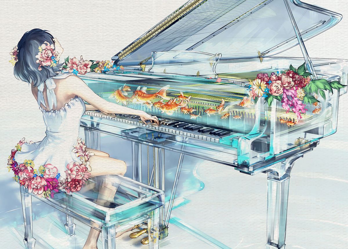 Anime Original Fish Piano PosterAnime Original Fish Piano Poster  